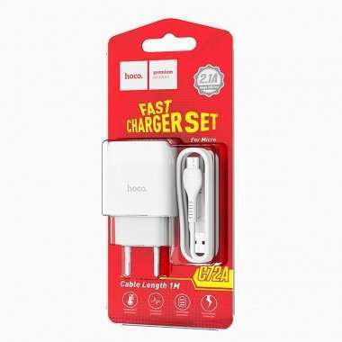 Сетевое зарядное устройство HOCO C72A Glorious с кабелем micro-USB (белое) &mdash; 8